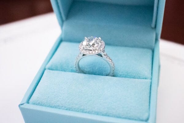 customized engagement ring in the box