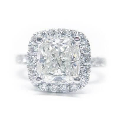 Cushion Cut Halo Style Diamond Engagement Ring