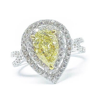 Yellow Pear Shaped Center Diamond
