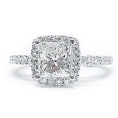 Princess Cut Halo Style Diamond Engagement Ring Princess Cut Halo Style Diamond Engagement Ring