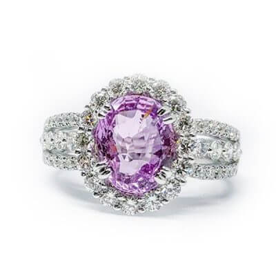 Purplish Pink Ceylon Sapphire And Diamond Ring