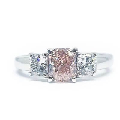 Three Stone Radiant Cut Diamond Engagement Ring